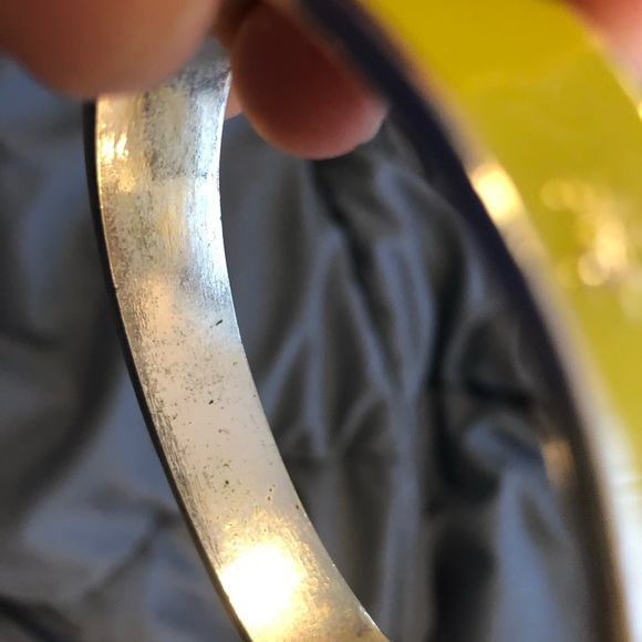 Pre-loved lime green with palm trees hinged bangle bracelet. - Picture 7 of 9